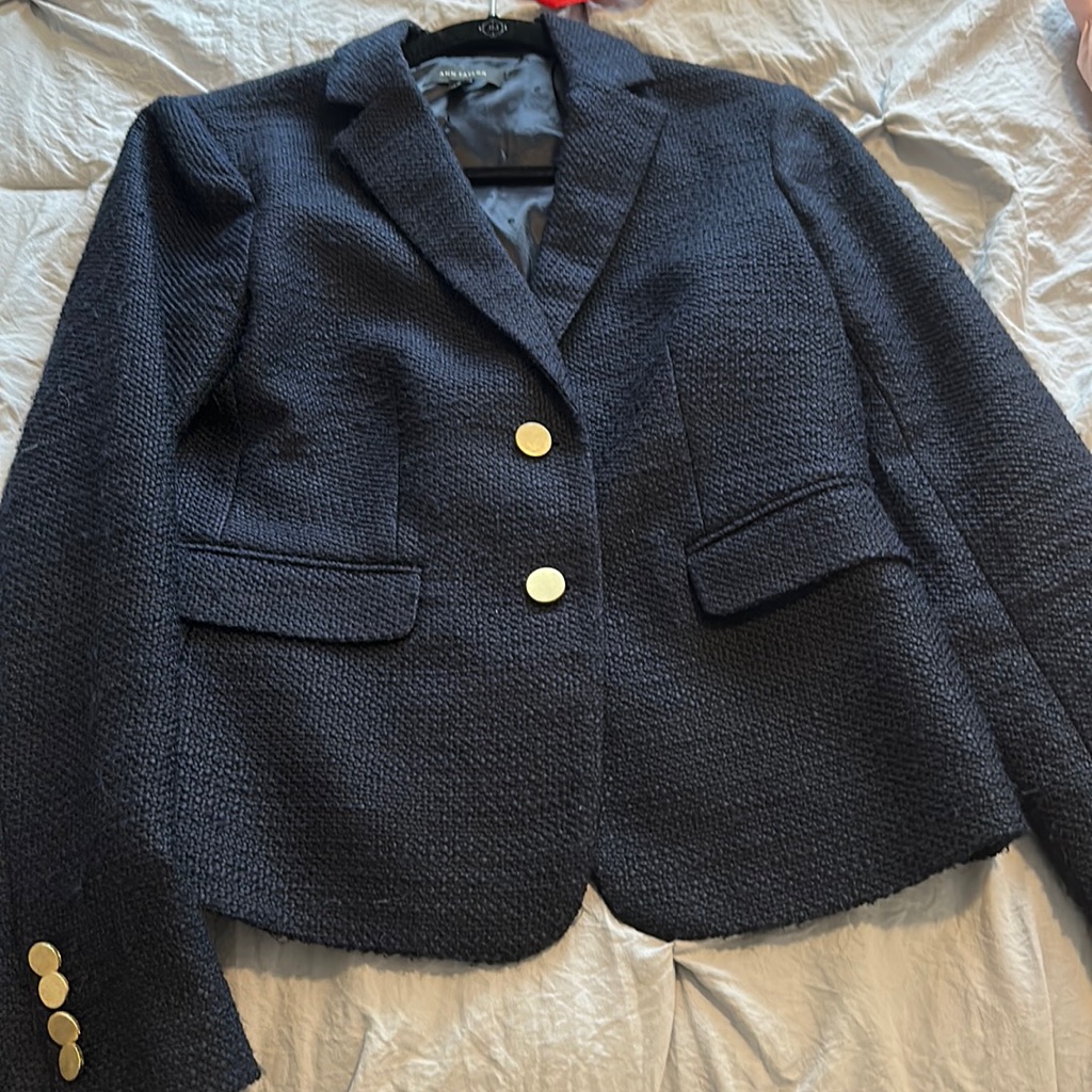 Ann Taylor Navy Boucle Jacket